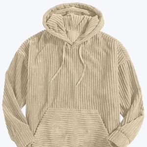 Men's Corduroy Hoodie in Beige